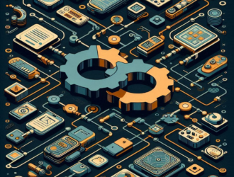 two gears laying on a circuit board