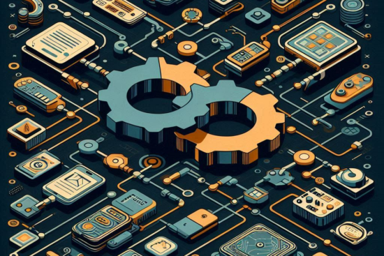 two gears laying on a circuit board